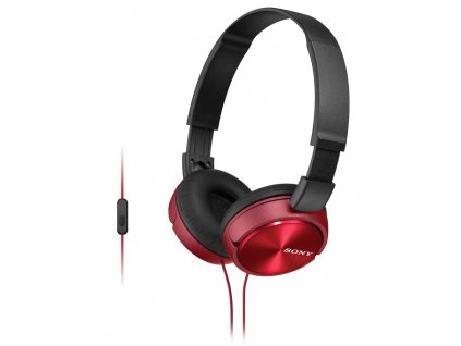 SONY headset náhlavní MDRZX310APR/ sluchátka drátová + mikrofon/ 3,5mm jack/ citlivost 98 dB/mW/ červená