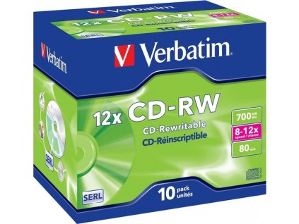 VERBATIM CD-RW(10-Pack)Jewel/High Speed/8x-12x/DLP/700MB