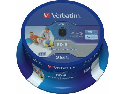 VERBATIM BD-R SL Datalife HTL (25-pack)Blu-Ray/Spindle/6x/25GB Wide Printable