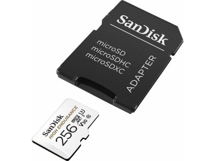 SanDisk MicroSDXC karta 256GB High Endurance (R:100/W:40 MB/s, Class 10, U3 V30) + adaptér