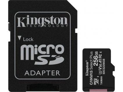 Kingston MicroSDXC karta 256GB Canvas Select Plus 100R A1 C10 Card + SD adaptér