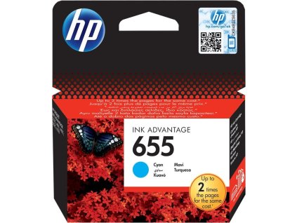 HP 655 Cyan Ink Cart, CZ110AE (600 pages)