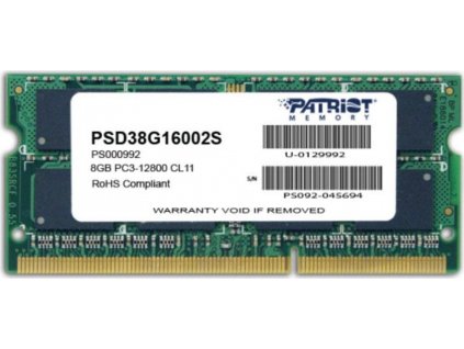 PATRIOT Signature 8GB DDR3 1600MHz / SO-DIMM / CL11 / PC3-12800