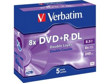 VERBATIM DVD+R(5-pack)DoubleLayer/Jewel/8x/8,5GB