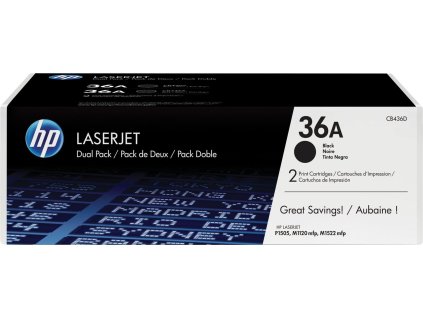 HP 36A Black 2-pack LJ Toner Cart, CB436AD (2,000 / 2,000 pages)
