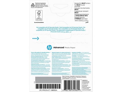 HP Advanced Glossy Photo Paper-100 sht/10 x 15 cm borderless,  250 g/m2, Q8692A