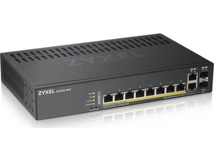 Zyxel GS1920-8HPV2 10-port Smart Managed PoE Switch Switch, 8x gigabit RJ45, 2x gigabit RJ45/SFP, 130W pro PoE