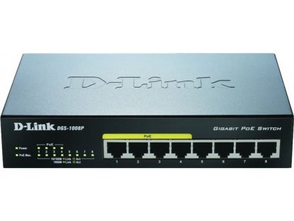 D-Link DGS-1008P 8-port Gigabit Desktop Switch, 4 porty PoE