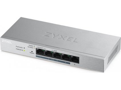 Zyxel GS1200-5HPv2 5-port Desktop Gigabit Web Smart PoE switch, 4x PoE+ GbE, PoE 60W, fanless