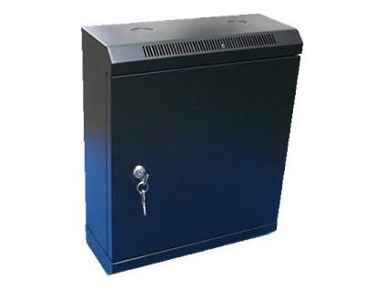 Datacom 10" rack, 12U/140mm, plechové dvere, čierny