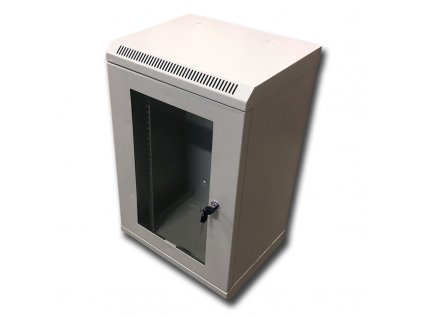 Datacom 10" rack, 12U/280mm, sklenené dvere, šedý