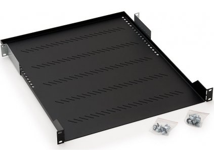 TRITON Police s perforací 19", 1U/350mm, nosnost 40kg, černá