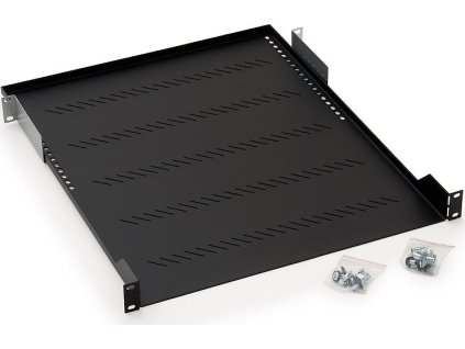 TRITON Police s perforací 19", 1U/550mm, nosnost 40kg, černá