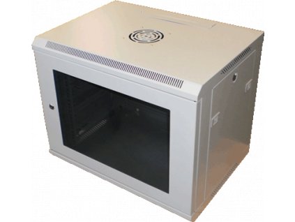 Datacom 19" Rack, 9U/450mm, sklenené dvere, šedý