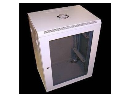 Datacom 19" Rack, 15U/450mm, sklenené dvere, šedý