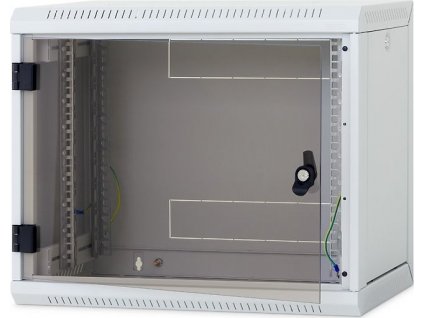 Triton 19" Rack, 9U/400mm, demont bočnica, sklenené dvere, šedý