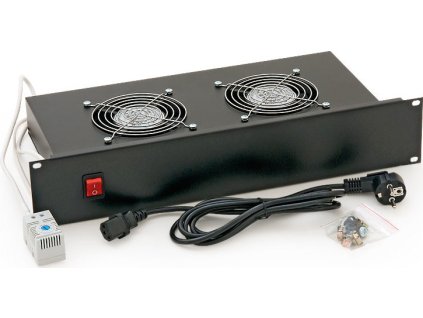 Triton 19" horizontální ventilační jednotka, 2 ventilátory, 2U, 220 V / 30 W, bimetalový termostat