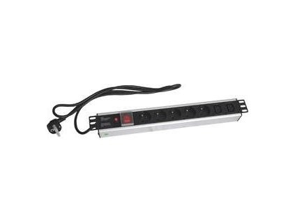 19" napájecí panel OC 5x230V+2xIEC 2m PPO SW Black