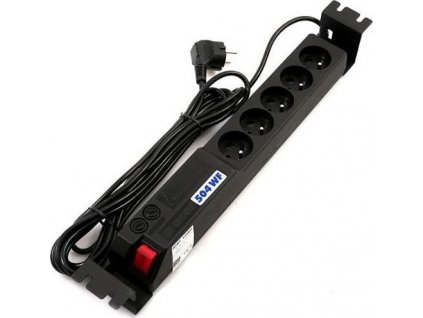 ACAR 19" rozvodný panel 5x 230V, ČSN, kabel 3m, přepěťová ochrana, filtr proti rušení, 2x pojistka, montáž do racku