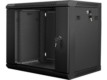 Lanberg 19" Rack, 9U/450mm, sklenené dvere, čierny