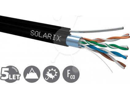 Instalační kabel Solarix venkovní FTP, Cat5E, drát, PE, samonosný, cívka 305m