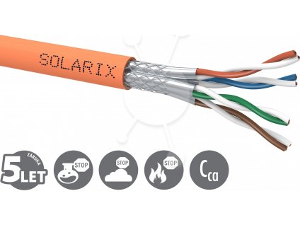 Instalační kabel Solarix SSTP, Cat7, drát, LSOH, cívka 500m