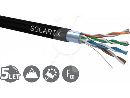 Instalační kabel Solarix venkovní FTP, Cat5E, drát, PE, box 305m