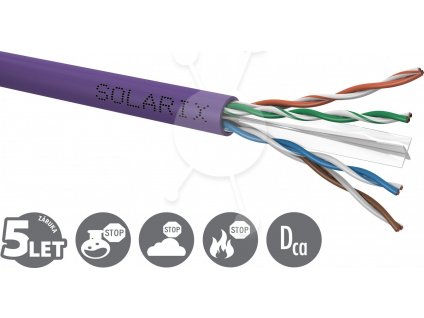 Instalační kabel Solarix UTP, Cat6, drát, LSOH, box 305m