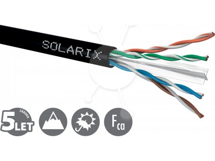 SOLARIX SXKD-6-UTP-PE Solarix Venkovní instalační kabel CAT6 UTP drot PE 500m/špulka černý