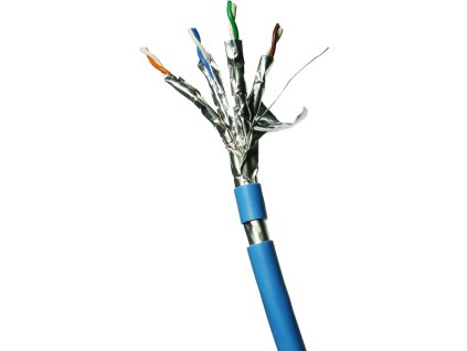 DATACOM F/FTP drát CAT6A  LSOH Eca 500m cívka, plášť modrý