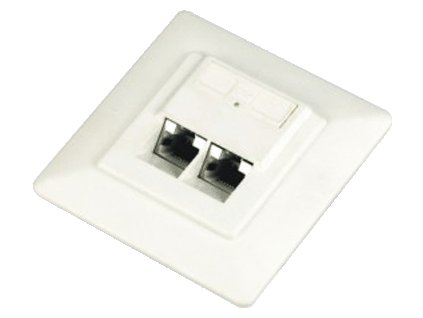 DATACOM Datová zásuvka UTP CAT5E 2xRJ45 pod omítku 45st. bílá