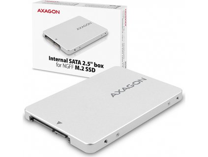 AXAGON RSS-M2SD, SATA - M.2 SATA SSD, interní 2.5" ALU box, stříbrný