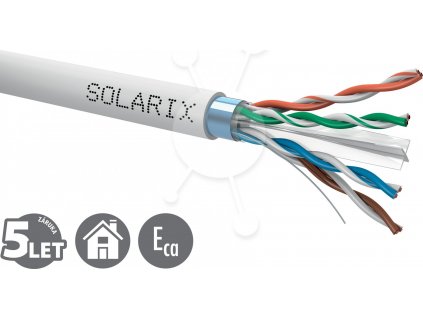 Instalační kabel Solarix FTP, Cat6, drát, PVC, cívka 500m