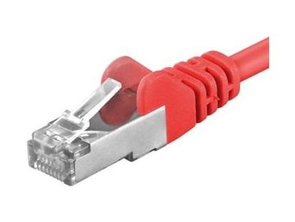 Patch kabel CAT6a S-FTP, RJ45-RJ45, AWG 26/7 0,25m červená