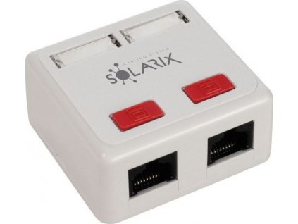 Solarix Zásuvka CAT5E UTP 2 x RJ45 na omítku bílá