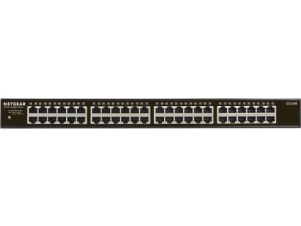 Netgear GS348 48-port Gigabit Ethernet Switch, 48x gigabit RJ45, fanless