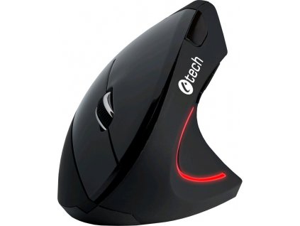 C-TECH myš VEM-09, vertikální, bezdrátová, 6 tlačítek, černá, USB nano receiver