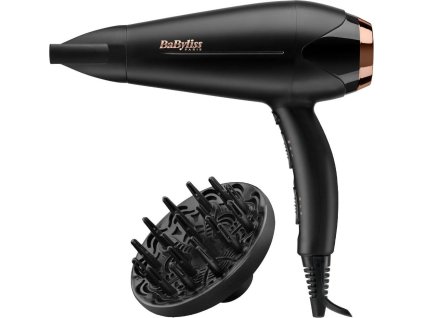 BaByliss D570DE fén na vlasy, 2200 W, ionizace, 2 rychlosti, 3 teploty, difuzér, tvarovací kartáč, černá