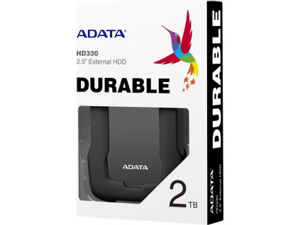 ADATA Externí HDD 2TB 2,5" USB 3.1 HD330, BLACK COLOR BOX, černý (gumový, nárazu odolný)