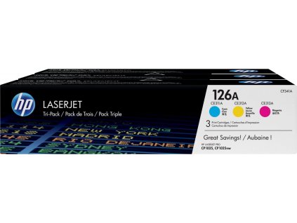 HP 126A CMY 3-pack LJ Toner Cart, CF341A (1,000 / 1,000 / 1,000 pages)