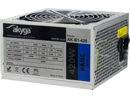 Akyga AK-B1-420 Zdroj Basic ATX 420W AK-B1-420 Fan12cm P4 3xSATA