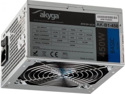 Akyga Zdroj Basic ATX 450W AK-B1-450 Fan12cm P4 3xSATA