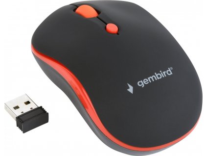 GEMBIRD myš MUSW-4B-03-R, černo-červená, bezdrátová, USB nano receiver