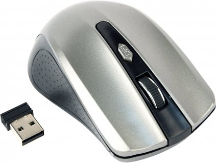 GEMBIRD myš MUSW-4B-04-BG, černo-šedá, bezdrátová, USB nano receiver