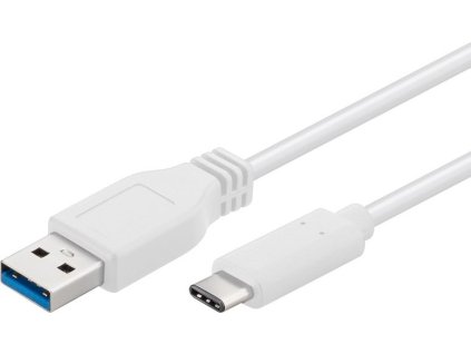 PremiumCord USB-C/male - USB 3.0 A/Male, bílý, 1m