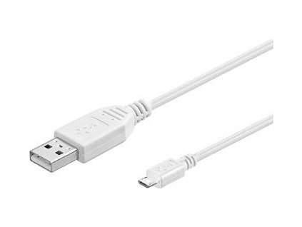 PremiumCord kabel micro USB 2.0, A-B 3m, bílá