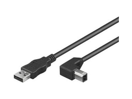 PREMIUMCORD Kabel USB 2.0 A-B propojovací 3m - zahnutý B konektor 90°