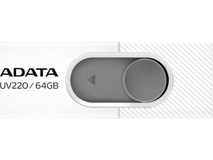 ADATA Flash Disk 64GB UV220, USB 2.0 Dash Drive, bílá/šedá