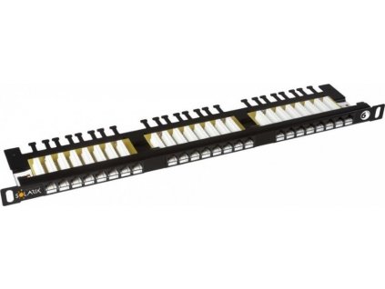 Solarix 19" Patch panel 24xRJ45 CAT6 UTP s vyvaz.lištou černý 0,5U, SX24HD-6-UTP-BK