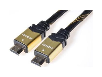 PremiumCord Gold HDMI High Speed + Ethernet kabel (v1.4), opletený, zlacené konektory, 1m
